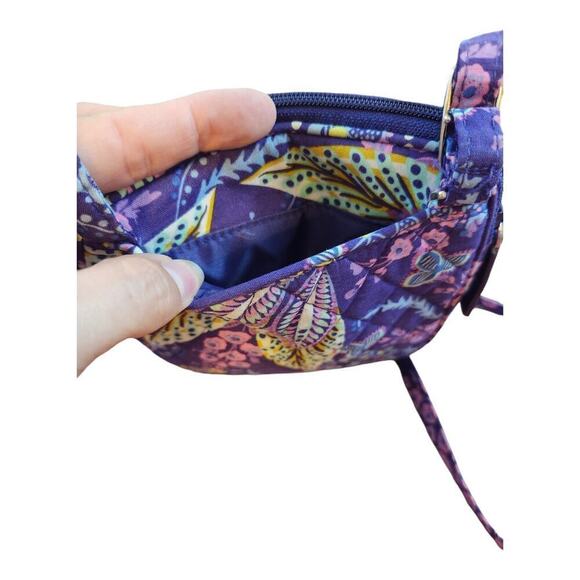 Vera Bradley mini hipster crossbody bag Batik leaves purple purse handbag fall - Picture 7 of 12